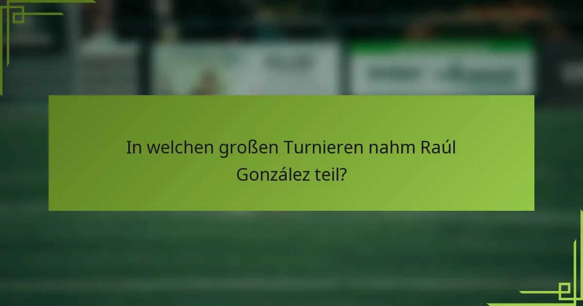 In welchen großen Turnieren nahm Raúl González teil?