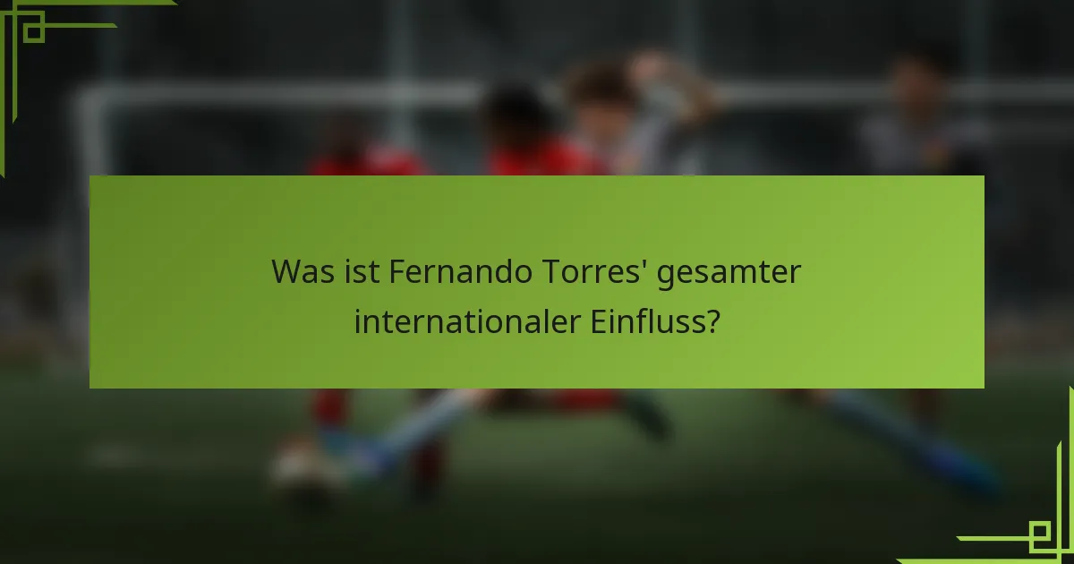 Was ist Fernando Torres' gesamter internationaler Einfluss?