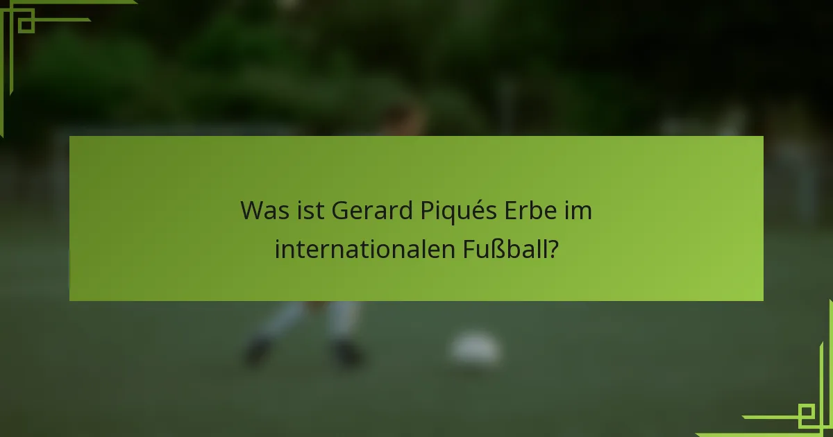 Was ist Gerard Piqués Erbe im internationalen Fußball?
