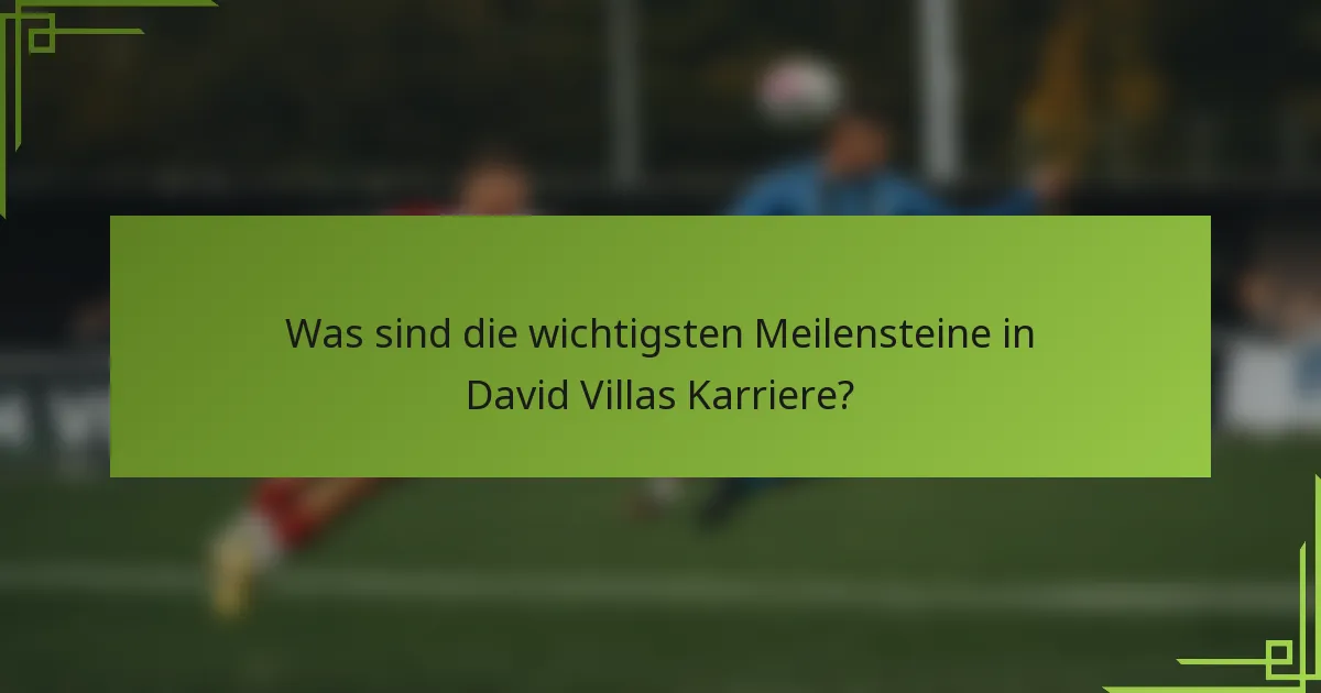 Was sind die wichtigsten Meilensteine in David Villas Karriere?