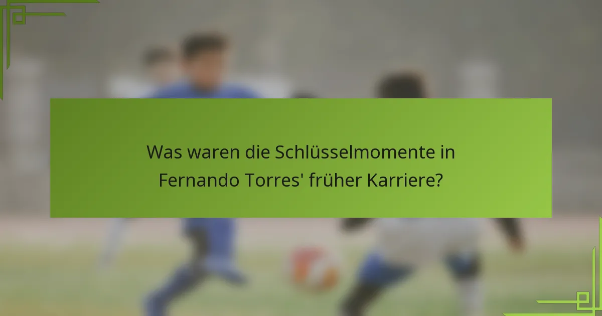 Was waren die Schlüsselmomente in Fernando Torres' früher Karriere?