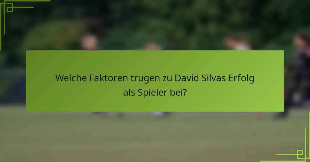 Welche Faktoren trugen zu David Silvas Erfolg als Spieler bei?
