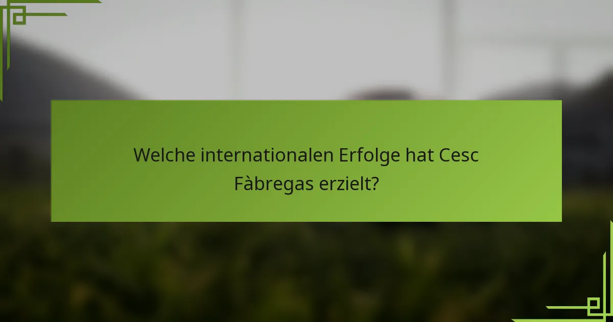 Welche internationalen Erfolge hat Cesc Fàbregas erzielt?