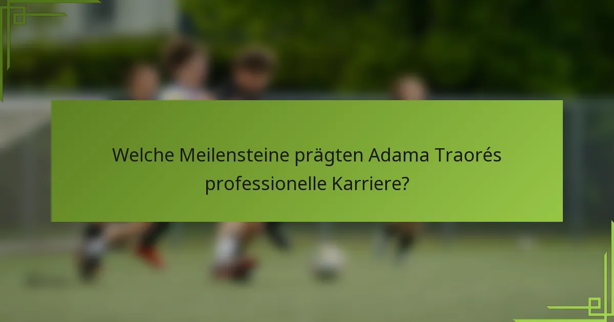 Welche Meilensteine prägten Adama Traorés professionelle Karriere?
