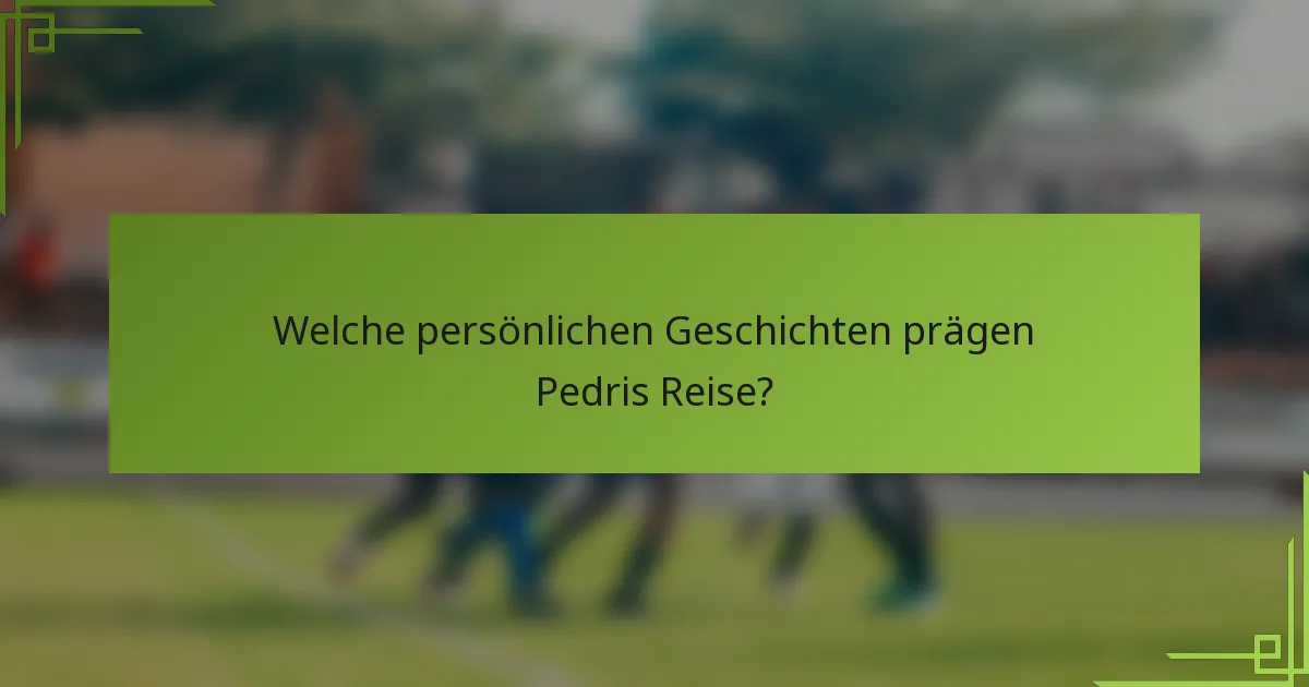 Welche persönlichen Geschichten prägen Pedris Reise?
