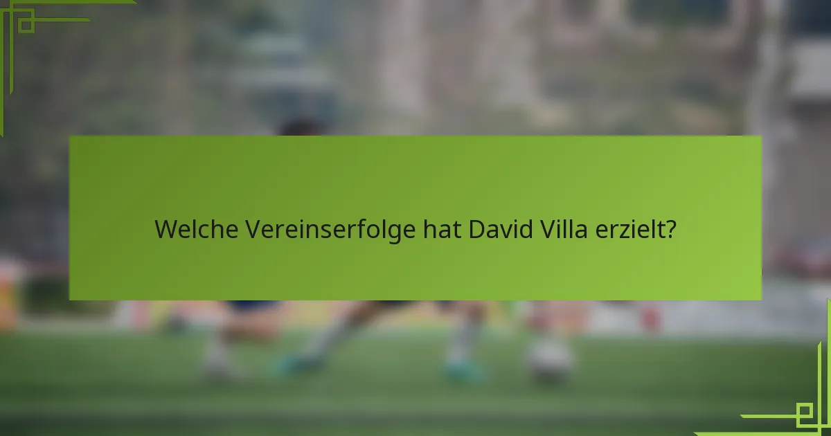 Welche Vereinserfolge hat David Villa erzielt?