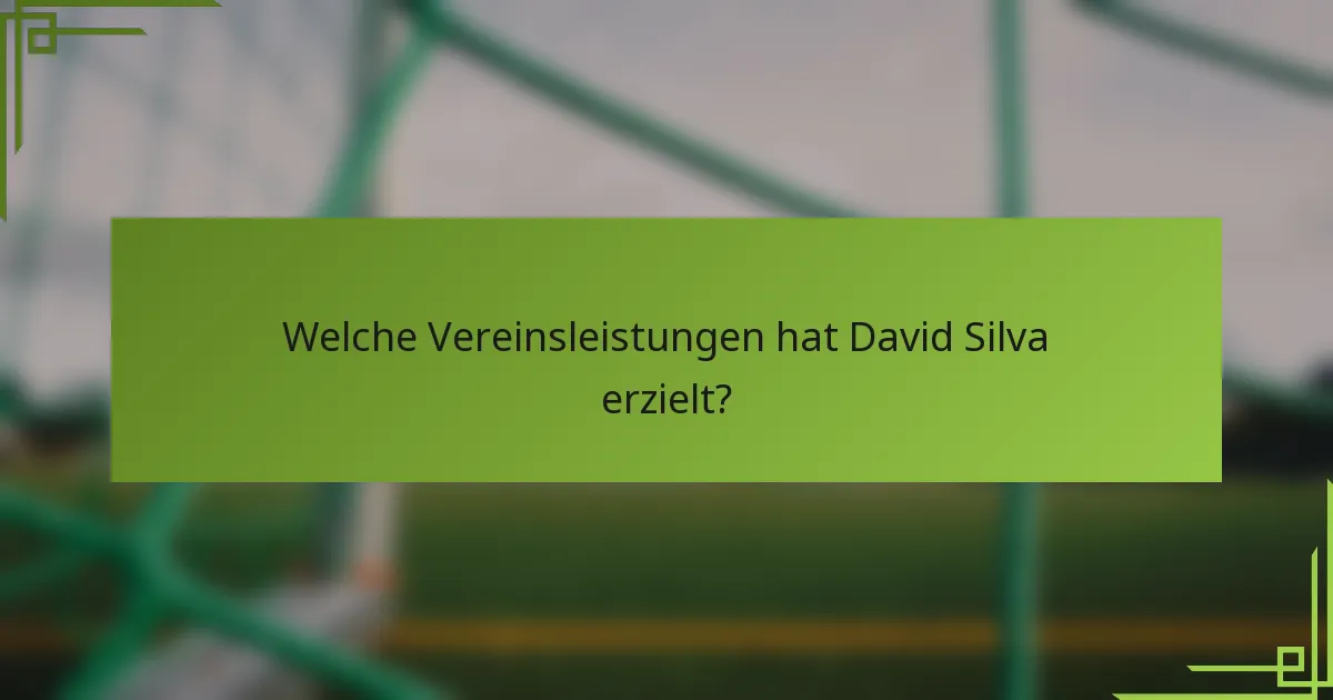 Welche Vereinsleistungen hat David Silva erzielt?