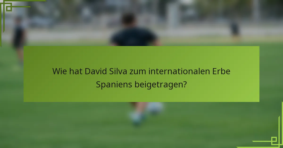 Wie hat David Silva zum internationalen Erbe Spaniens beigetragen?