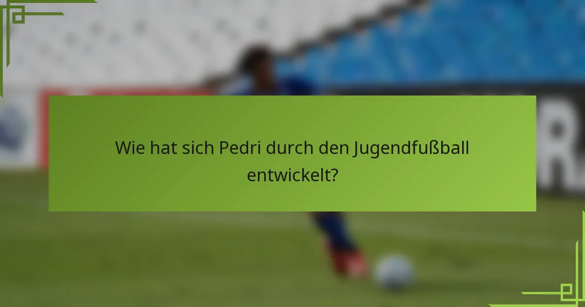 Wie hat sich Pedri durch den Jugendfußball entwickelt?